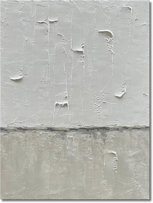 NANKAI Hand Painted Grey and White art Canvas Paintings Minimalist Abstract Oil Painting Wall Art 40x28 Inch art Home Decoration Wall Ready to Hang