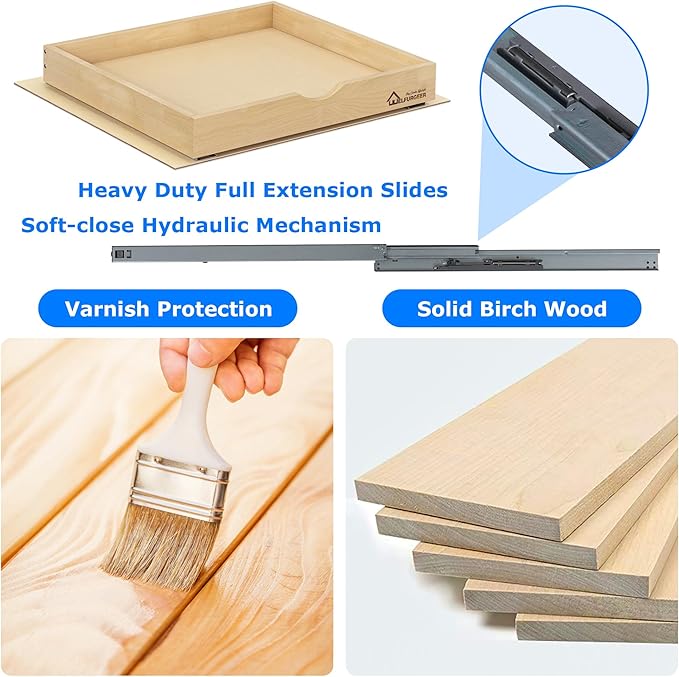 WelFurGeer Soft Close Pull Out Drawers for Cabinets, 29" W x 22" D Pull Out Cabinet Drawer with Heavy Duty Slides, Pull Out Cabinet Organizer, Cabinet Drawers Slide Out, Pull-Out Home Organizers