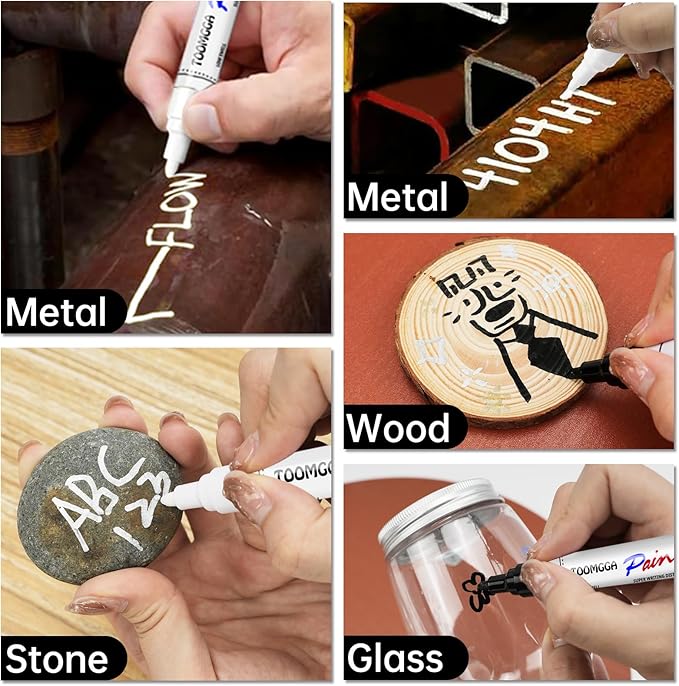 Purple Permanent Paint Pens - 2 Pack Oil Based Paint Markers, Pens for Rock Painting Car Tyre Metal, Plastic, Canvas, Mugs, Wood, Glass, Quick Drying and Waterproof, Medium Point