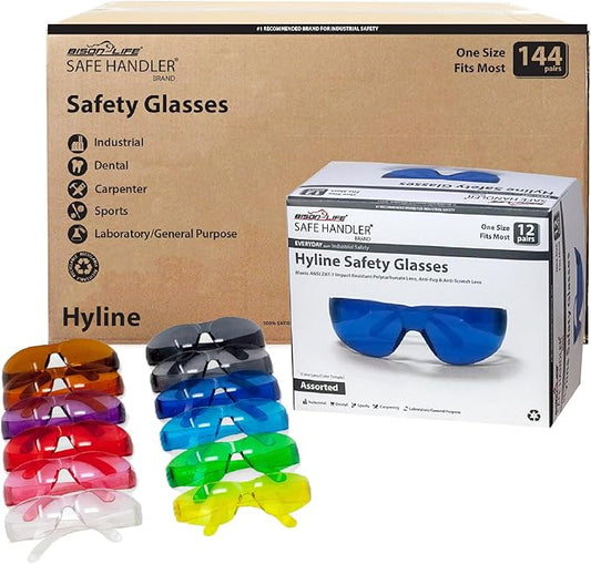 SAFE HANDLER Hyline Anti-Fog Color Safety Glasses Variety, Impact Resistant, Polycarbonate, Anti-Scratch