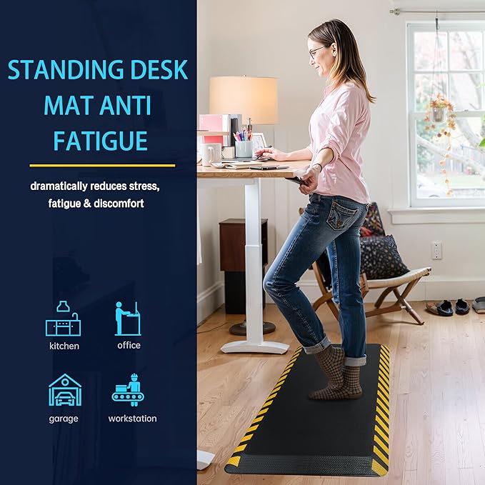 FEATOL Kitchen Mats for Floor 2 Packs, 9/10 Extra Thick Cushioned Anti Fatigue Floor Mat, Memory Foam Padded for Standing at Home, Kitchen, Garage, 20" x 48"-Support for Leg & Back Pain