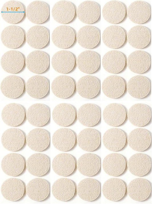 Furnigear Felt Furniture Pads for Hardwood Floors - Self Adhesive Chair Felt Pads, Floor Protector for Furniture Feet, Furniture Sliders Moving Furniture Smoothly - Anti Scratch 48 Pcs 1-1/2" Round