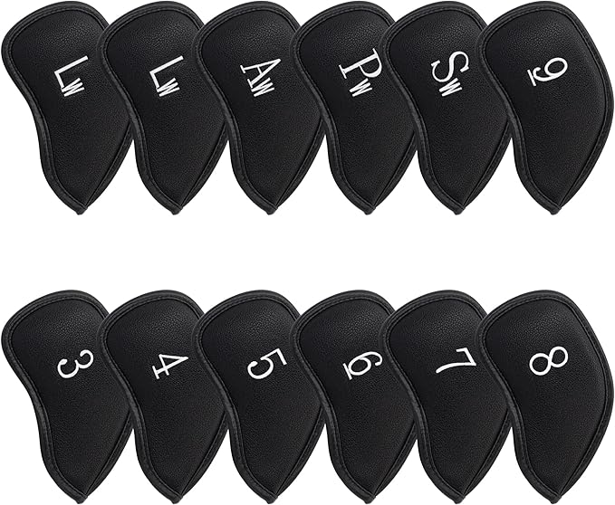 Golf 12pcs Thick Synthetic Leather Golf Iron Head Covers Set Headcover Fit All Brands Callaway Ping Taylormade Cobra Etc