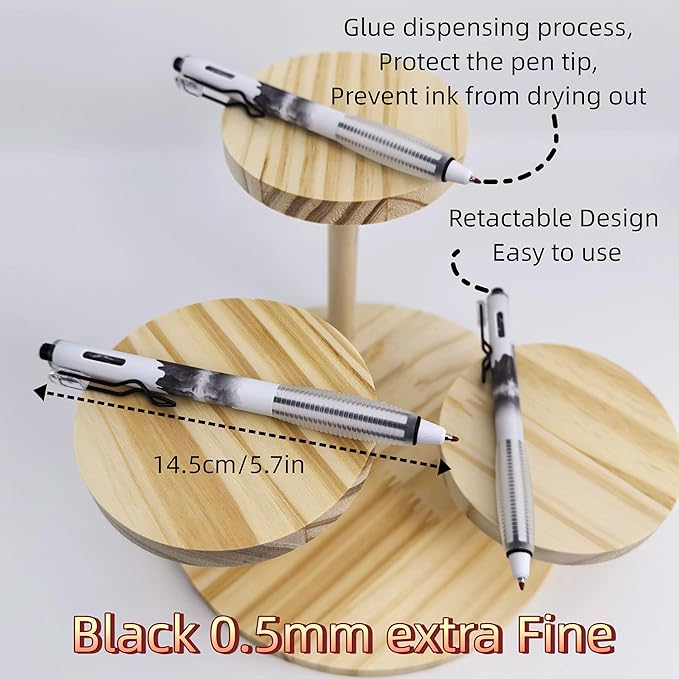 Fengtaiyuan GRB05P6 Silent Press Neutral Pen - Black Ink, 0.5mm Bullet Head, Smooth Writing, 6 Count (Black05P6)