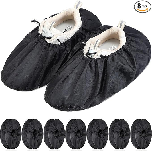 Frienda 8 Pairs Non Slip Reusable Shoe Covers Waterproof Boot Covers for Household Carpet Floor Protection Machine Washable (X-Large)