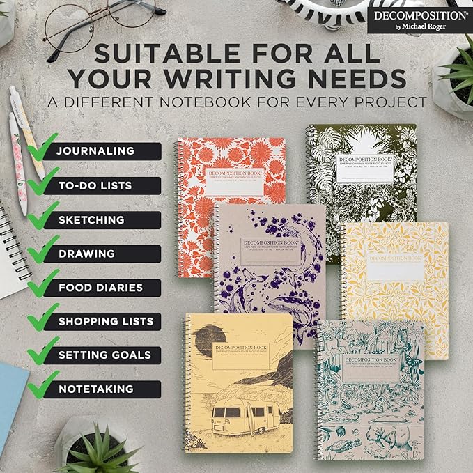 Decomposition Sea Turtles College Ruled Spiral Notebook - 9.75 x 7.5 Journal with 160 Lined Pages - 100% Recycled Paper - Cute Notebooks for School Supplies, Home & Office - Made in USA
