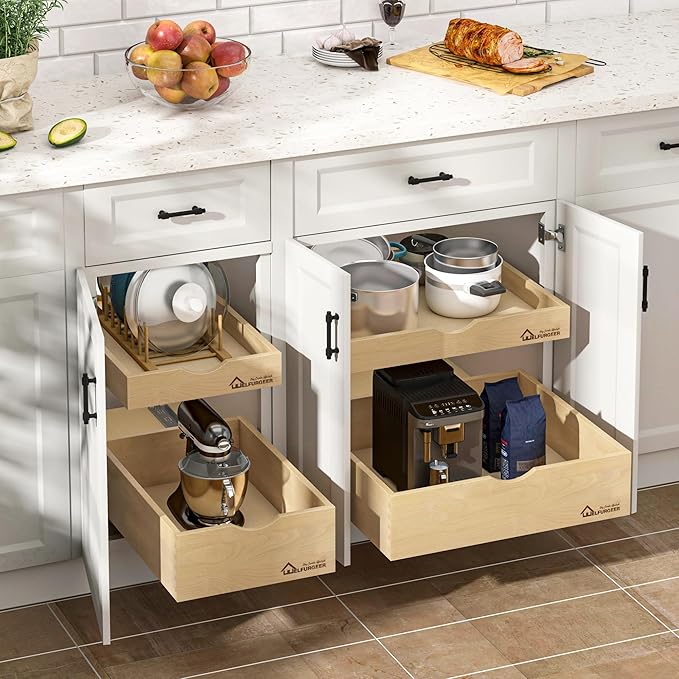 WelFurGeer Soft Close Pull Out Drawers for Kitchen Cabinets, 32" W x 22" D Pull Out Cabinet Organizer, Cabinet Drawers Slide Out, Slide Out Drawers for Kitchen Cabinets, Cabinet Pull Out Shelves