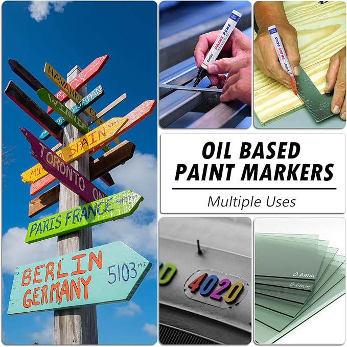 Purple Paint Markers, 2 Pack Oil-Based Waterproof Quick Dry Permanent Paint Pen Set for Rocks Painting, Wood, Fabric, Plastic, Canvas, Glass, Mugs, Metal, Tire, Stone, DIY Craft