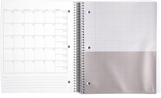 Mintra Office Durable Spiral Notebooks, 5 Subject (Green, College Ruled 1pk)