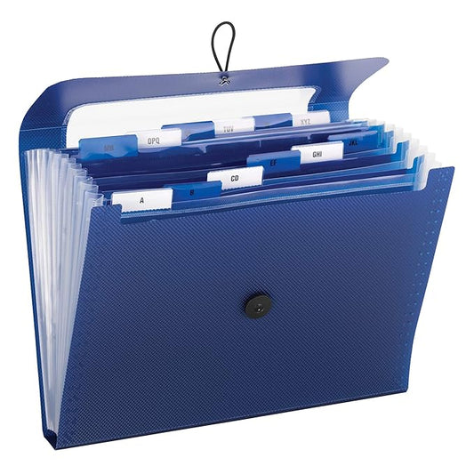 Smead Step Index Poly Organizer, 12 Pockets, Flap and Cord Closure, Letter Size, Navy Blue (70902)
