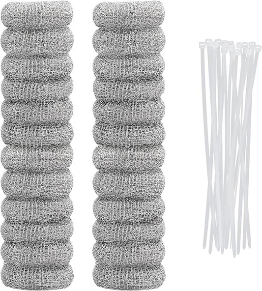 24PCS Lint Traps for Washing Machine, Stainless Steel Mesh Snare Trap Washer Hose Lint Catcher Laundry Mesh Washer Hose Filter with 24 PCS Cable Ties