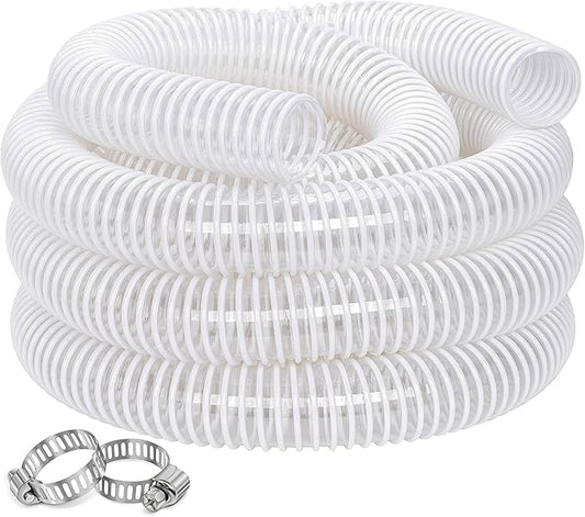 Dust Collection Hose 1-1/2 in × 10 ft Heavy Duty Clear Flexible PVC Reinforced Thicken Helix Suction Discharge Corrugated Pipe Hose for Fume Dust Collector Fitting Wood Chip Saw (1.5 inch 38mm hose)