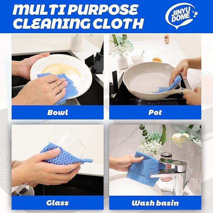 Handi Wipes Reusable Cloths, Blue Disposable Kitchen Cleaning Towel Roll, Heavy Duty J Cloth,50 Count