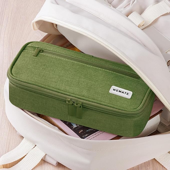 WEMATE Pencil Case, Large Storage Organizer for Stationery, Back - to - School Essential, Teacher Must - have, Big Pencil Pouch, Marker Case School Supplies for College & High School