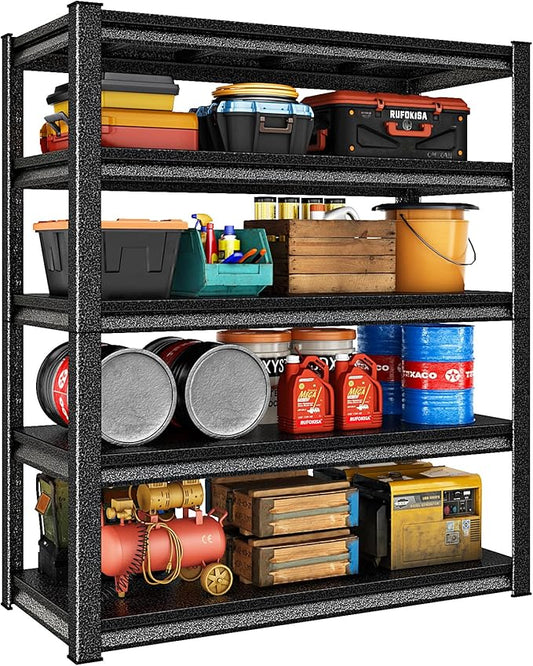 48" W Garage Shelving Heavy Duty，3000LBS Loads Adjustable Garage Storage Shelves,5-Tier Metal Storage Racks and Shelving Units, Utility Rack Shelves,48”W x 24”D x 78”H,Silver