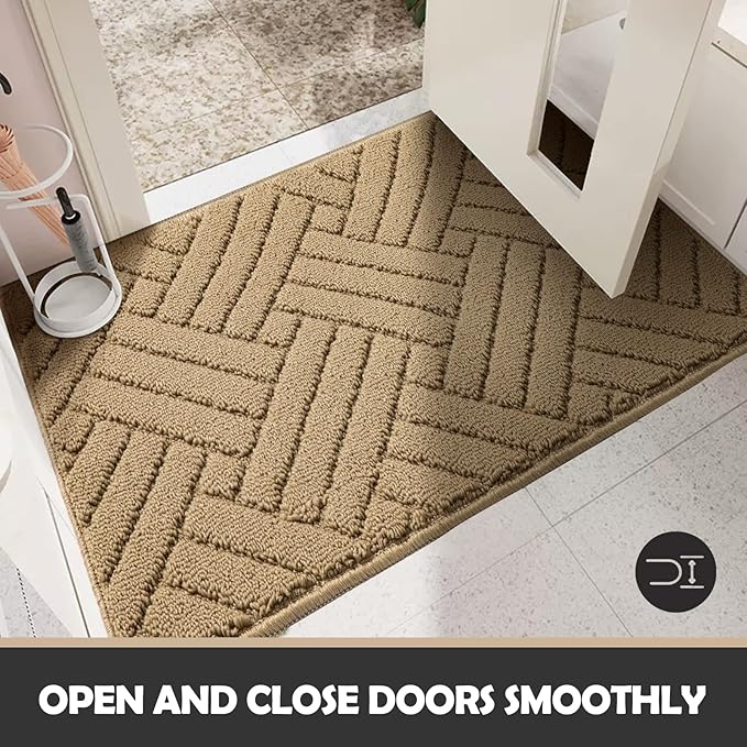 Door Mat Indoor Doormat, Entryway Rug Door Mats Non-Slip Rubber Backing, Low-Profile Entrance Rugs, Absorbent Resist Dirt Doormats Inside Floor Door mat for Entryway,20" x31.5 Brown