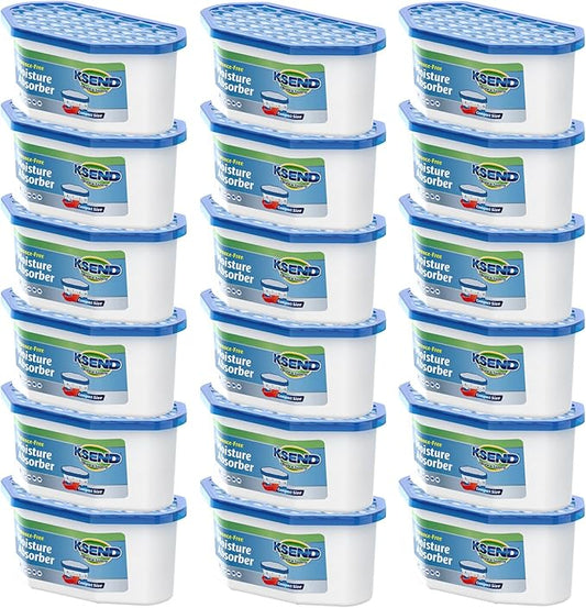 Moisture Absorbers, 18 Pack, Compact Dehumidifier for Closet, Efficient Humidity Absorber Boxes, Moisture Absorber for Closet, Odor Eliminator with Fragrance Free, Blue, 6.4oz, 300ml