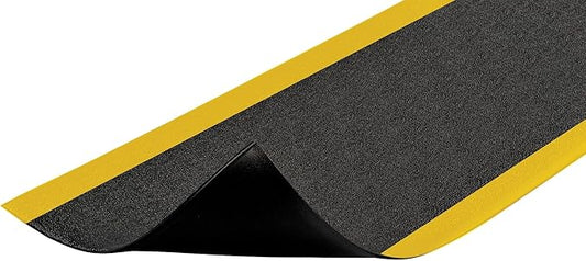 Notrax 411 Sof-Tred™ 2' x 60' x 9/16" Anti Fatigue Mat, Enhanced Slip Resistance with Beveled Edges and Pebbled Surface, Ideal for Industrial and Commercial Workplaces, Black/Yellow, 411R0424BY