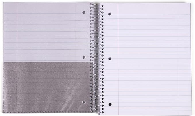 Mintra Office Durable Spiral Notebooks, 5 Subject (Green, Wide Ruled 1pk)