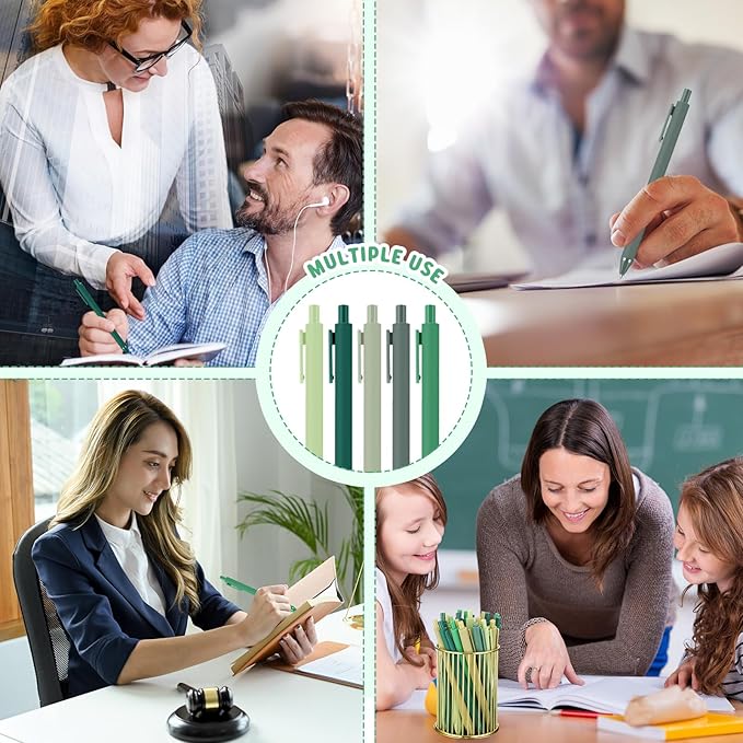 50 Pcs Ballpoint Pens Bulk Retractable Writing 1. 0 mm Black Ink Cute Pens Smooth Writing Color Fancy Gift for Teacher Student Employee Office School Home Baby Shower Supplies (Green Series)
