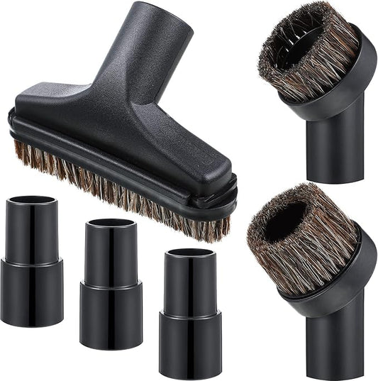 6 Pcs Vacuum Attachments Accessories VAC Attachments 1.25'' 25mm and 36mm Shop Round Dust Brush Vacuum Hose 5.9 Inch Floor Attachment Brush Replacement with 1-1/4 to 1-3/8 Inch Adapter(Classic Style)
