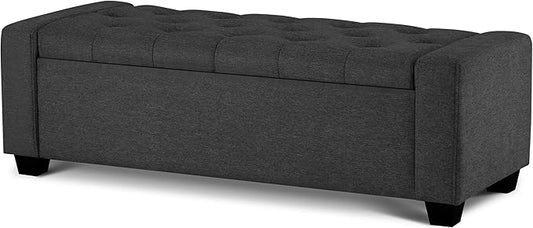 48" Ottoman with Storage, Soft Storage Ottoman Bench for Bedroom, Tufted Upholstered Window Benches, End of Bed Bench for Living Room, Entryway Bench with Seating, Foot Rest, Darkgrey