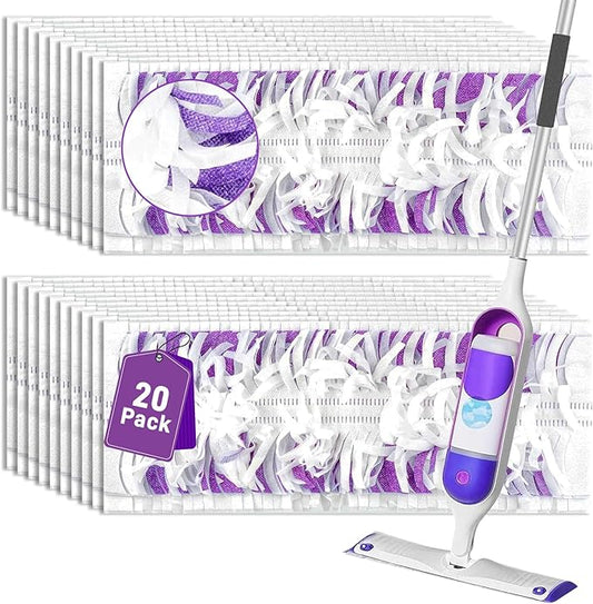 20-Pack Disposable Microfiber Power Mop Pad Refills Compatible with Swiffer Power Mop Refills,Replacement Pads for Swiffer Wet Pads Refill,Non-Washable & Unscented