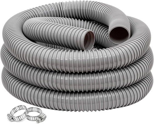 Dust Collection Hose 1.5 in × 5 ft Heavy Duty Flexible PVC Reinforced Thicken Helix Suction Discharge Corrugated Pipe Hose for Fume Dust Collector Fitting Wood Chip Saw (1.5 inch gray hose)