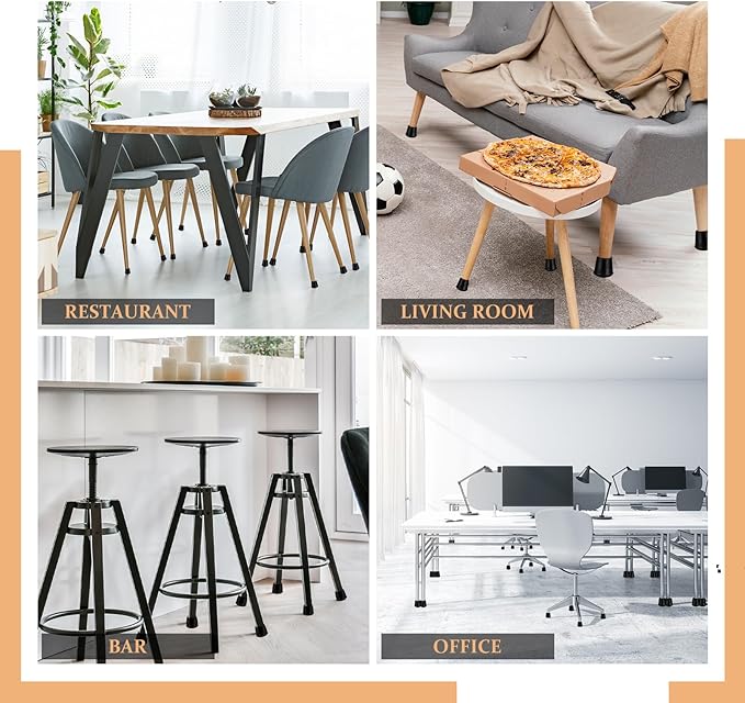 5/8" Round Rubber Chair Leg Tips Caps, 16 Pack Small Chair Leg Floor Protectors Small Furniture Legs Caps Non Slip Reduce Noise for Hardwood Floors (Black, Fit: 16mm to 17mm)