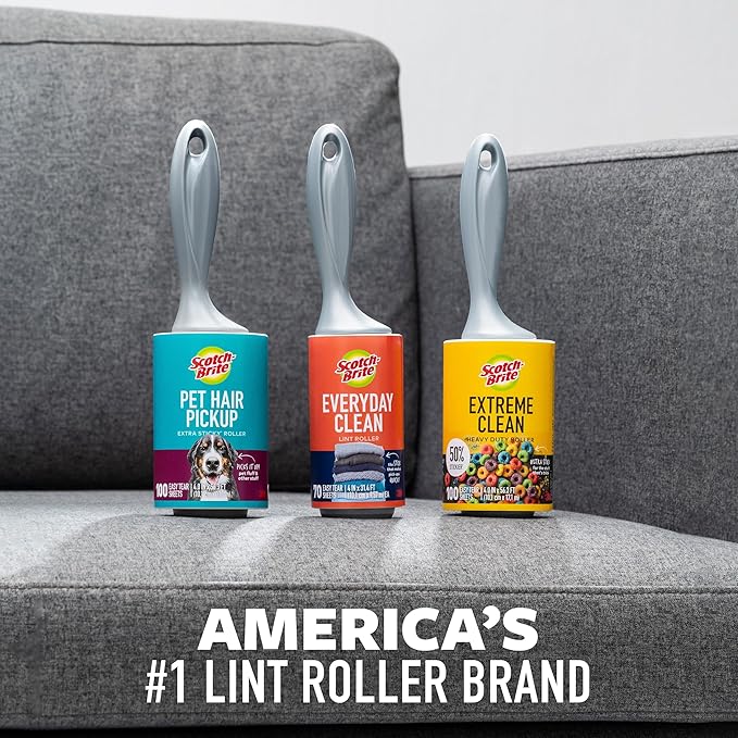 Scotch-Brite™ Everyday Clean Lint Roller Combo Pack 836RS-95-5pka, 1 pack per case