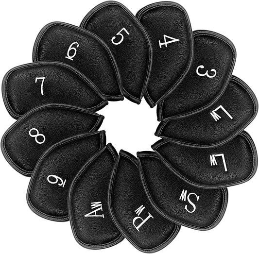 Golf 12pcs Thick Synthetic Leather Golf Iron Head Covers Set Headcover Fit All Brands Callaway Ping Taylormade Cobra Etc