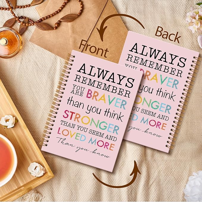 Inspirational Motivational Notebook Journal, Inspirational Gifts Spiral Notebook, You are Brave Motivational Notebooks Gifts for Women, Positive Gifts School Office Supplies, 6x8.2In（Pink）