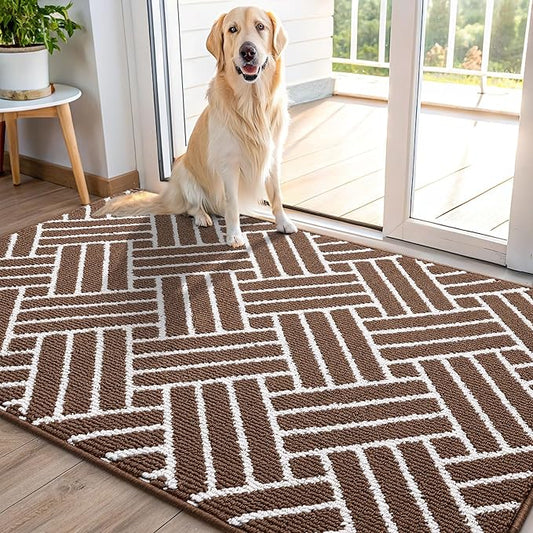 OLANLY Indoor Door Mat, 48x32 Inch, Dirt Resistant and Absorbent, Non-Slip Rubber Backing Floor Mats, Easy Clean Low-Profile Doormat for Entryway, Front Door, and Inside Entrance, Coffee
