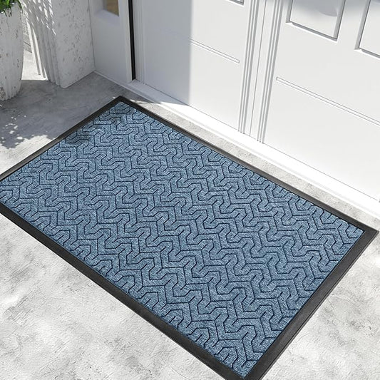 Yimobra Extra Large Door Mat Outside Entrance 60x32, Waterproof Heavy Duty Outdoor Mats for Front Door, Non Slip Rubber Entry Mat for Garage Patio, Easy Clean, Mix Blue