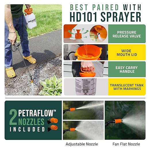 PetraMax Lockscape 64 oz Sticky Mulch Glue for Landscaping Bundle with HD101, 1 Gallon Pump Garden Sprayer for Easy Hold Landscape