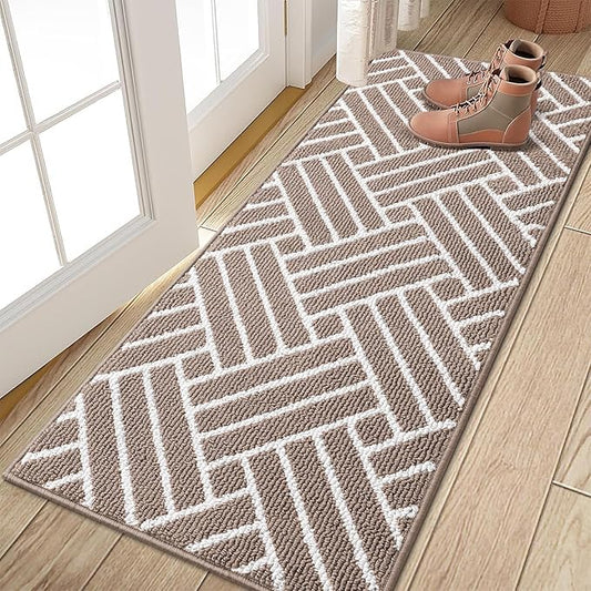 OLANLY Runner Indoor Door Mat, 47x23 Inch, Dirt Resistant and Absorbent, Non-Slip Rubber Backing Floor Mats, Easy Clean Low-Profile Doormat for Entryway, Front Door, and Inside Entrance, Brown
