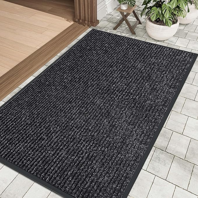 Front Door Mat Indoor Outdoor Entrance, 36" x 48" Dirt Resistant and Absorbent Door Mat, TPR Backing Non-Slip Doormats, Easy to Clean, Low Profile Welcome Floor Mat for Outside Entry
