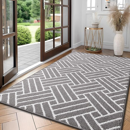 OLANLY Large Indoor Door Mat, 71x47 Inch, Dirt Resistant and Absorbent, Non-Slip Rubber Backing Floor Mats, Easy Clean Low-Profile Doormat for Entryway, Front Door, and Inside Entrance, Grey