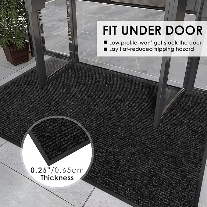 3′ x 61′ Front Door Mat Indoor Outdoor Entrance, Commercial Floor Mat Heavy Duty Dirt Trapper Entryway Doormat, Custom Size Non Slip Rubber Backing Welcome mat, Door Mat for High Traffic Area