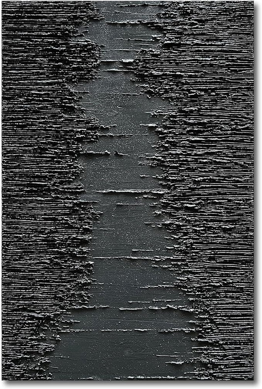 NANKAI Art Hand-Painted Thick Texture Black Minimalist Oil Painting 45x30 Inchs Texture Abstract Painting Home Wall Decorative Art