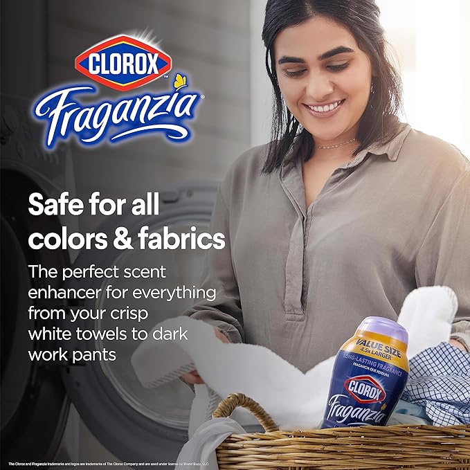 Clorox Fraganzia Laundry Scent Booster Crystals in Lavender with Eucalyptus Scent - Scented In-Wash Freshener Beads for Fresh, Clean, Great Smelling Clothes and Linens, 70 Oz - 6 Pack