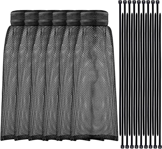 Shappy 24 Pieces Washing Machine Lint Traps and Cable Ties Set 6 Nylon Mesh Lint Trap for Discharge Hoses and 18 Cable Ties Fits Most Washing Machines(Black)