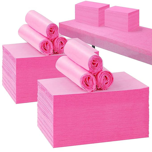 200 Pcs Disposable Bed Sheets 31" x 71" Massage Table Sheets Non Woven Fabric SPA Bed Cover Breathable for Massage Beauty Tattoos(200 Pcs Pink)