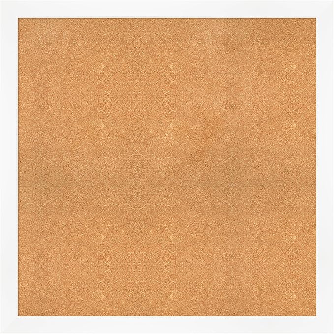 Amanti Art Natural Cork Board for Wall, 37x37 Vision Board with White Frame, Oversize Corkboard Office Decor for Home Organization, Modern Corkboard Pinboard to Display Items for Home Organization in