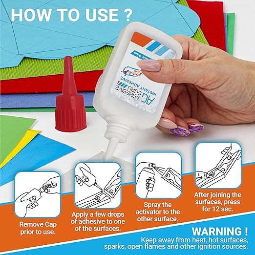 Adhesive Guru CA Glue with Activator Woodworking (2 x 0.9 oz - 2 x 3.38 fl oz) Ca Glue for Woodworking, Cyanoacrylate Glue and Activator (2 Pack)
