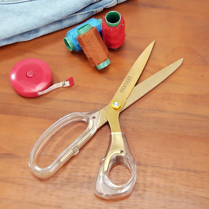 9 Inch All Purpose Scissors for Adults - Ins Style Clear Handle, 2Cr13 Stainless Steel Sharp Blade - Ideal for Fabric Crafts, Tailor's Shears - All-Purpose Fabric Scissors, Crafting & Office