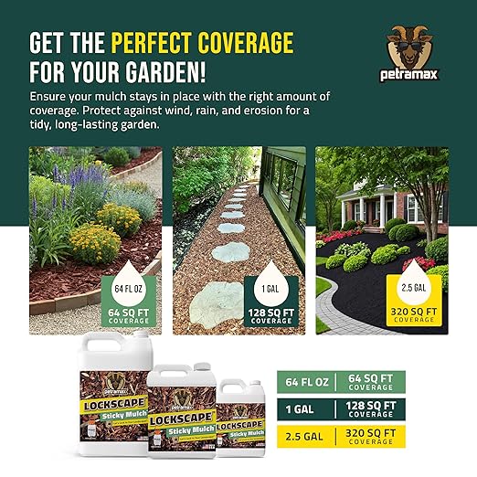 Lockscape Sticky Rock or Sticky Mulch Glue for Landscaping with Sprayer 1 Gallon, Max Rock Glue for Landscape & PetraTools HD101 Bundle, Lockdown Gravel or Mulch for Landscaping Hold (Mulches)
