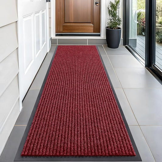OLANLY Front Door Mat Indoor Outdoor Entrance, Waterproof Heavy Duty Doormat, Fade Resistant, Low Profile, Easy Clean Patio Porch Welcome Floor Mats for Entry, 59x20, Wine Red