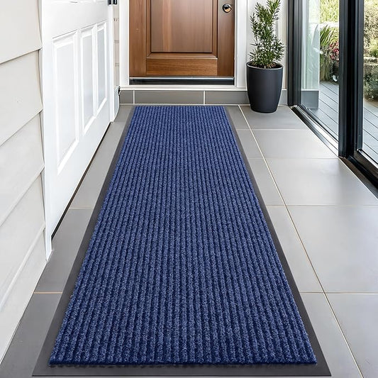 OLANLY Front Door Mat Indoor Outdoor Entrance, Waterproof Heavy Duty Doormat, Fade Resistant, Low Profile, Easy Clean Patio Porch Welcome Floor Mats for Entry, 59x20, Blue