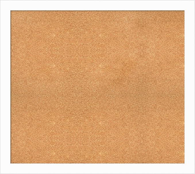 Amanti Art Natural Cork Board for Wall, 33x37 Vision Board with White Frame, Large Corkboard Office Decor for Home Organization, Casual Corkboard Pinboard to Display Items for Home Organization in